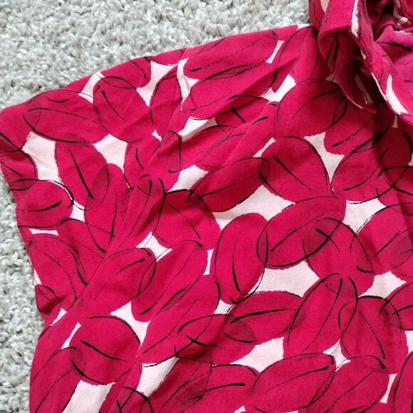 Jones New York Silk Collared Red Floral Vintage Button Up Blouse Sz 12 - Picture 3 of 7